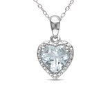 1.50 Carat (ctw) Aquamarine Heart Pendant in Sterling Silver with Chain